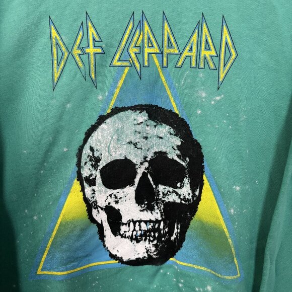 Def Leppard Skull Crew Neck Teal Sweatshirt Small - Picture 3 of 4